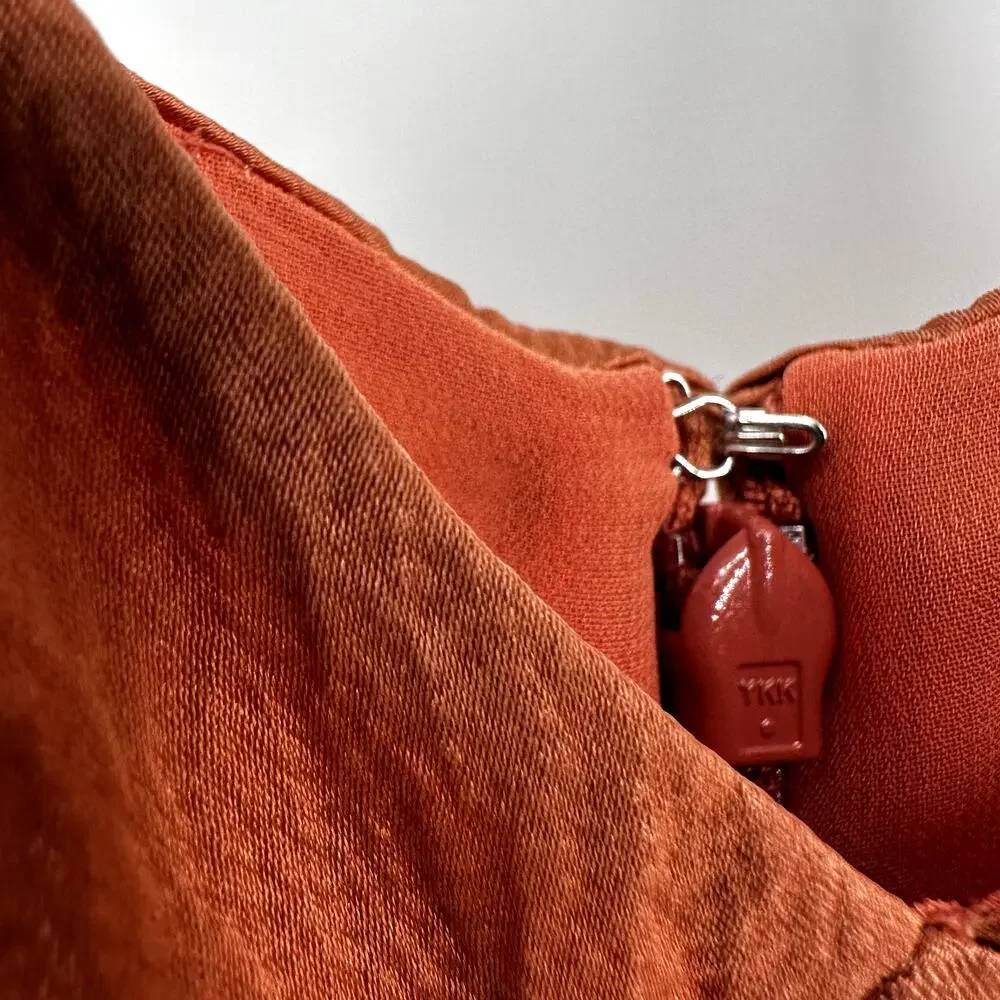 J.Crew Silk Serenade Dress Bodice Mini Lined Deep V Neck Casual Orange Rust 2